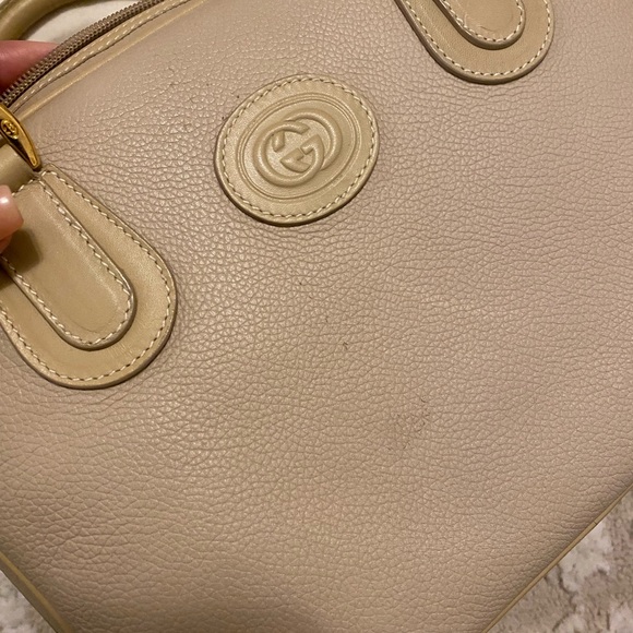 Authentic Gucci Vintage Leather Satchel Tote EUC Bone - Picture 5 of 13